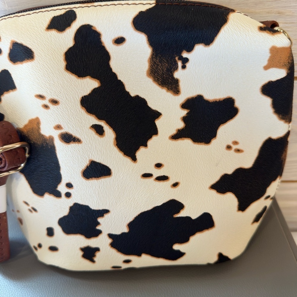 Alba Black and Brown Patterned Vegan Leather Crossbody Bag - Picture 2 of 10